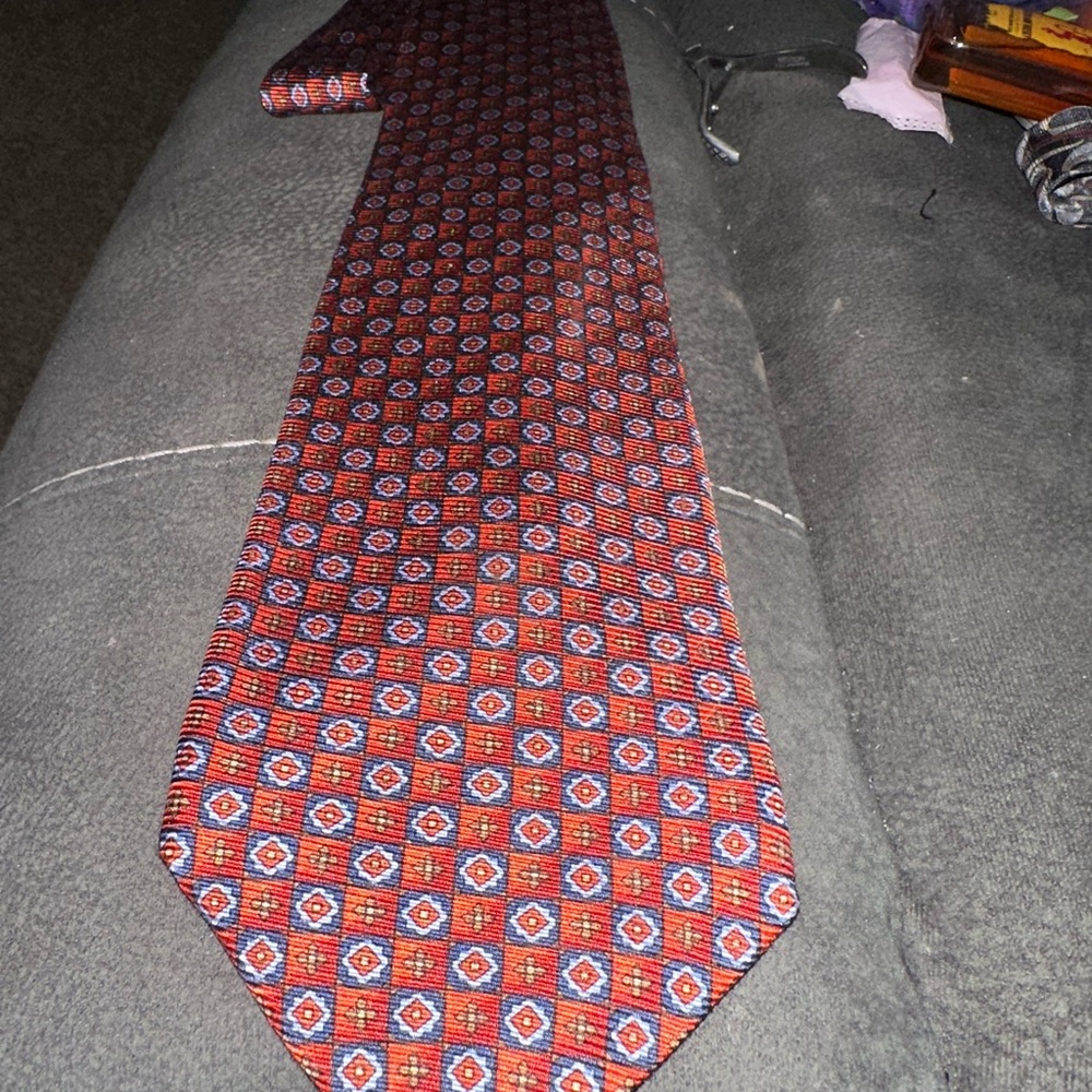 Red And Blue Patterned Tie Robert Talbott - image 2